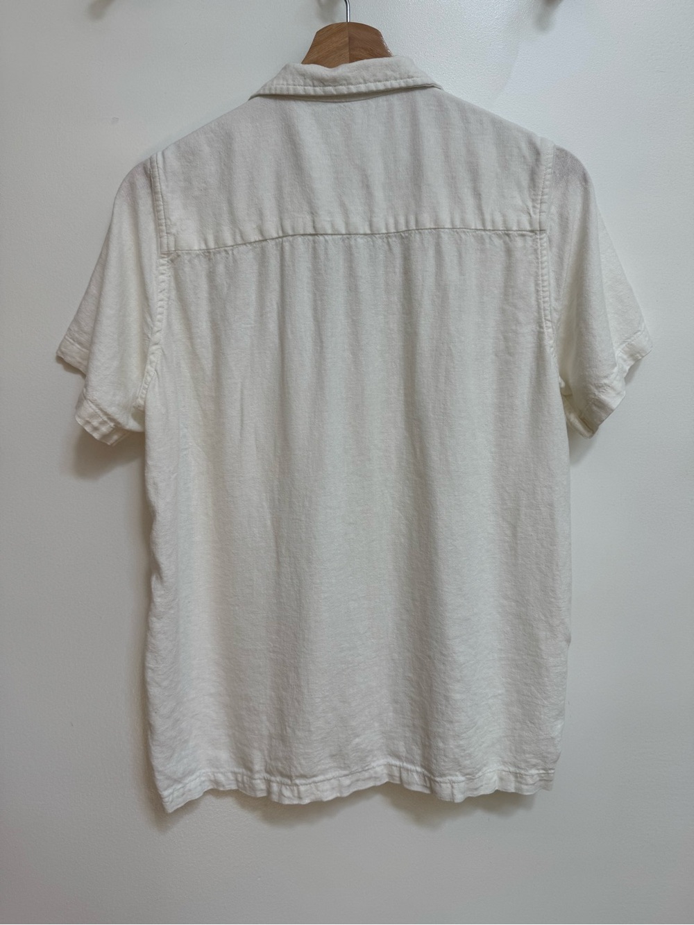 We Wore What Linen Blend Button Down Short Sleeve Blouse Top Women Medium White - Picture 6 of 12